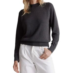 Quince‎ 100% Organic Cotton Mock Neck Sweater Grey Medium